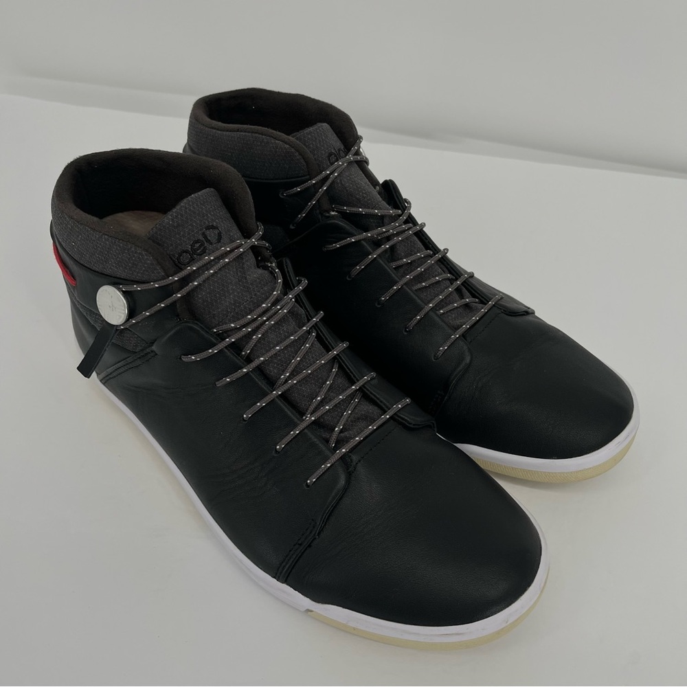 PLAE Men’s Waterproof High Top Sneaker Size 10 Black Leather Minimalist Techwear